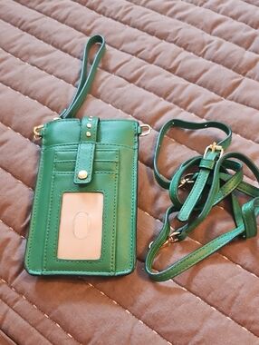 Green Crossbody Phone Wallet with ID Window